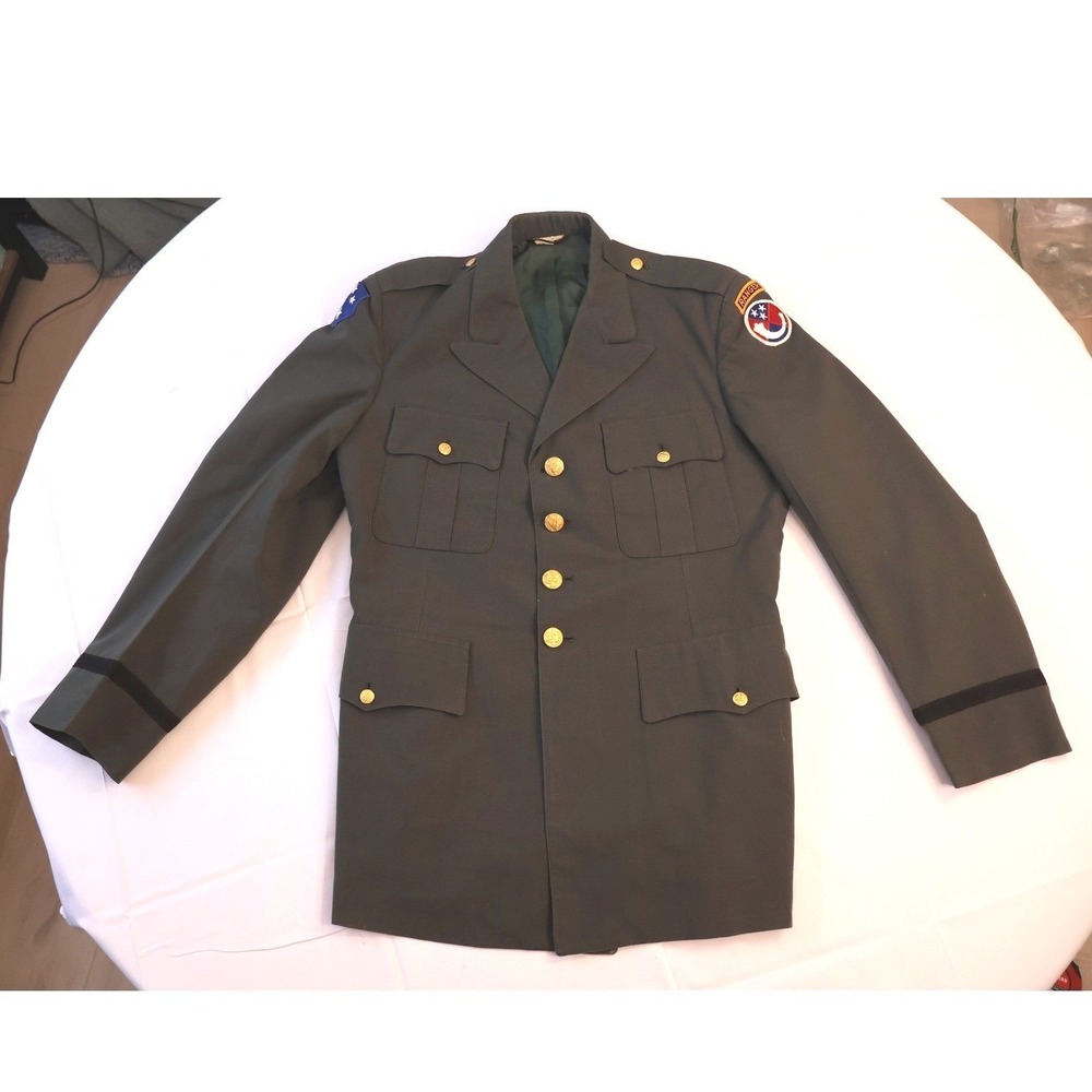 Vintage US Army Green Class A Uniform Jacket Ranger Patch Size 43L